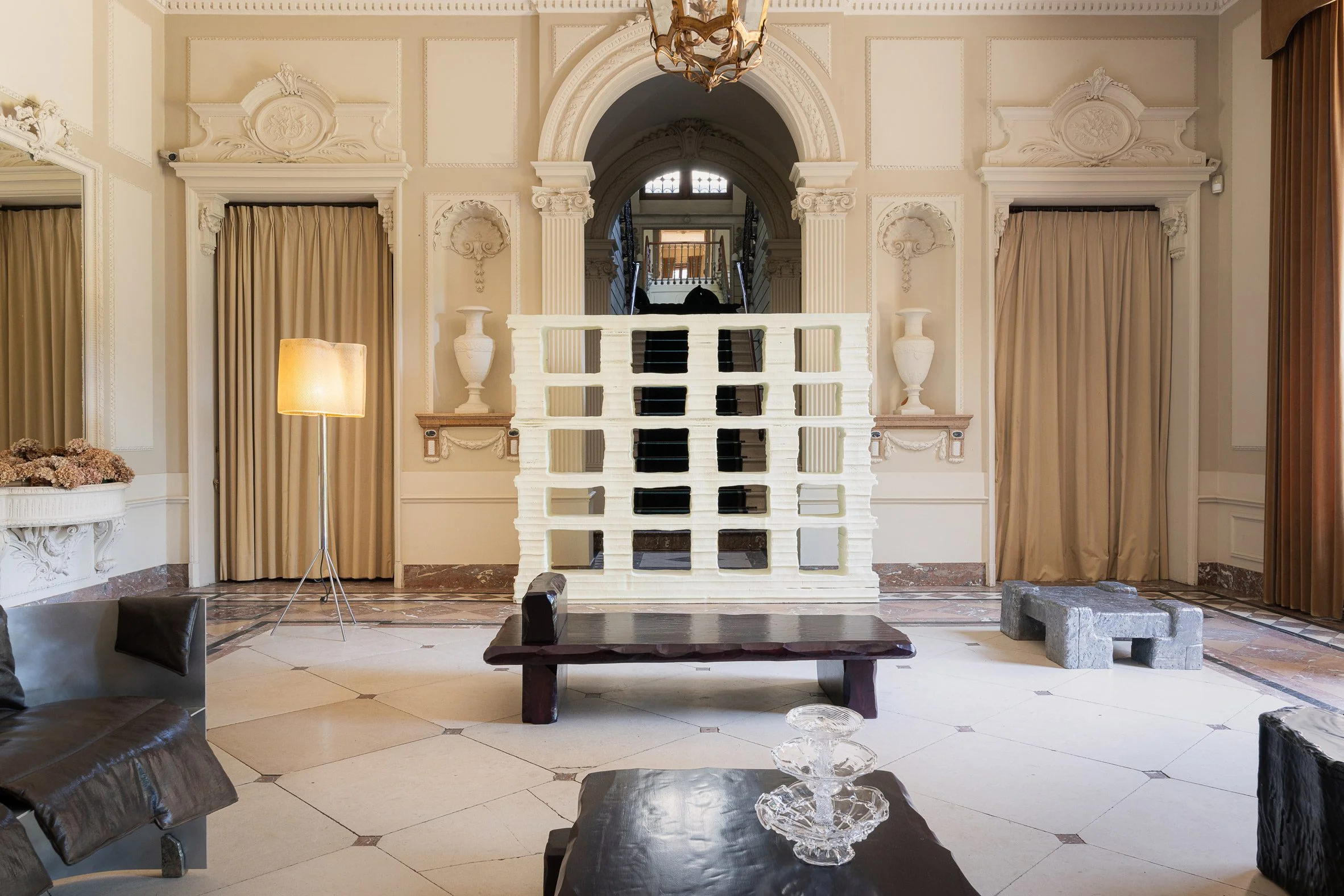 Entrance hall in God Speed exhibition by Uppercut at Chateau de Spycker